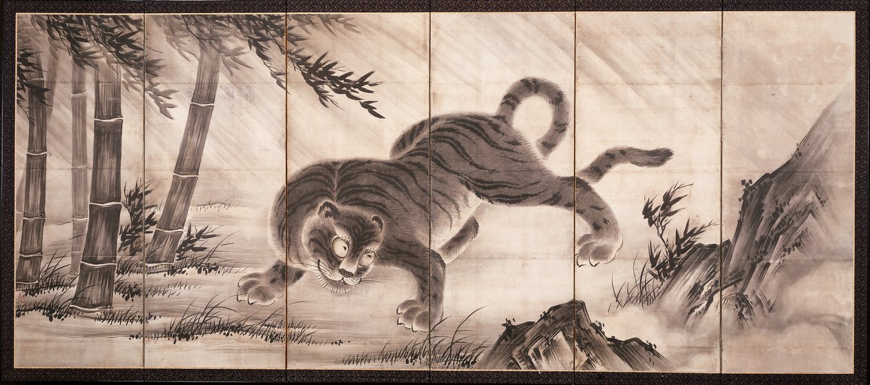 Tigre [à esquerda do par Dragão e Tigre], meados do século XVI (tinta sobre papel) (ver também 6114494) de Dōan Yamada
