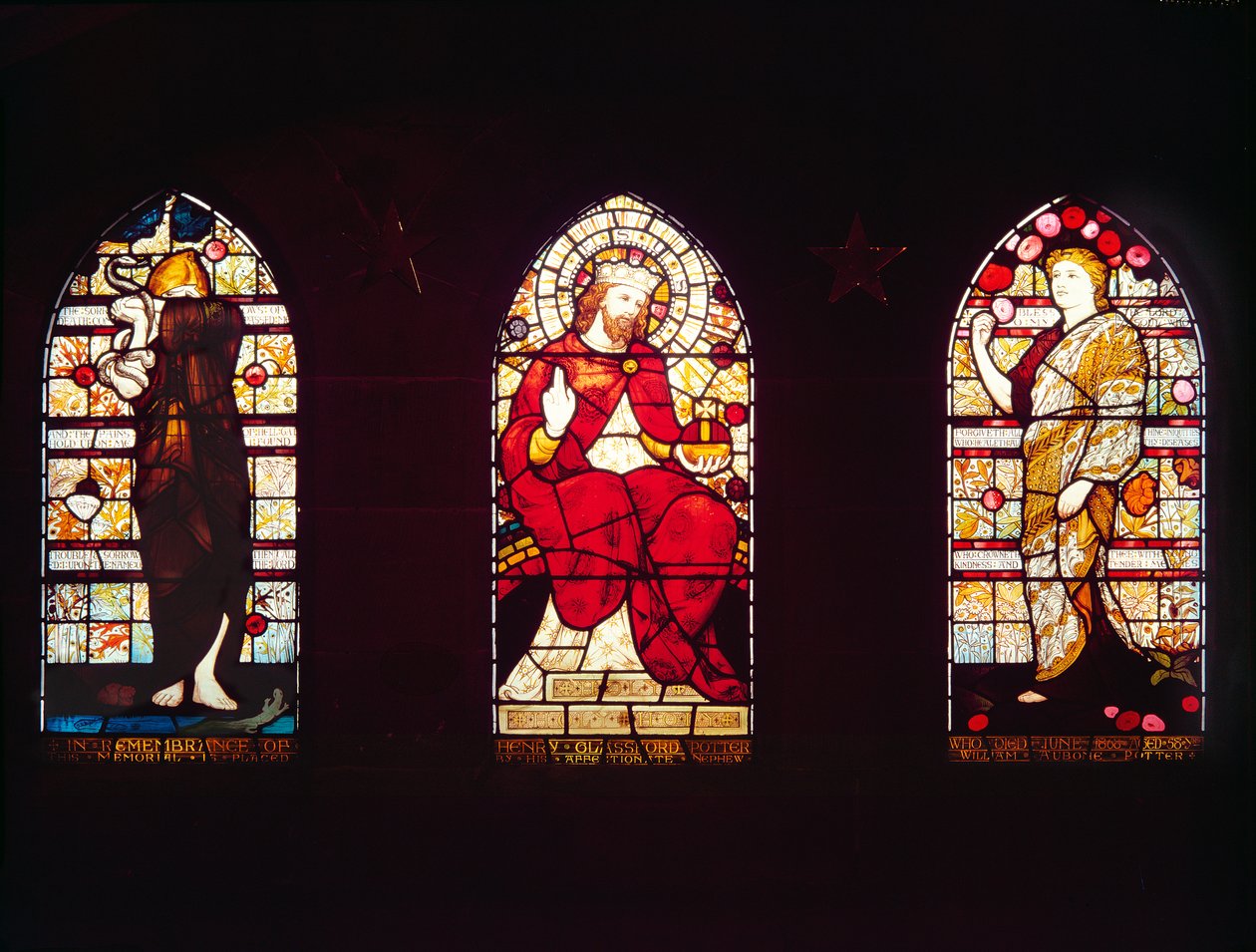 Salmo 116, Cristo em Glória, Salmo 103, Igreja de São Nicolau, Cramlington (vitral), 1872 de Daniel Cottier