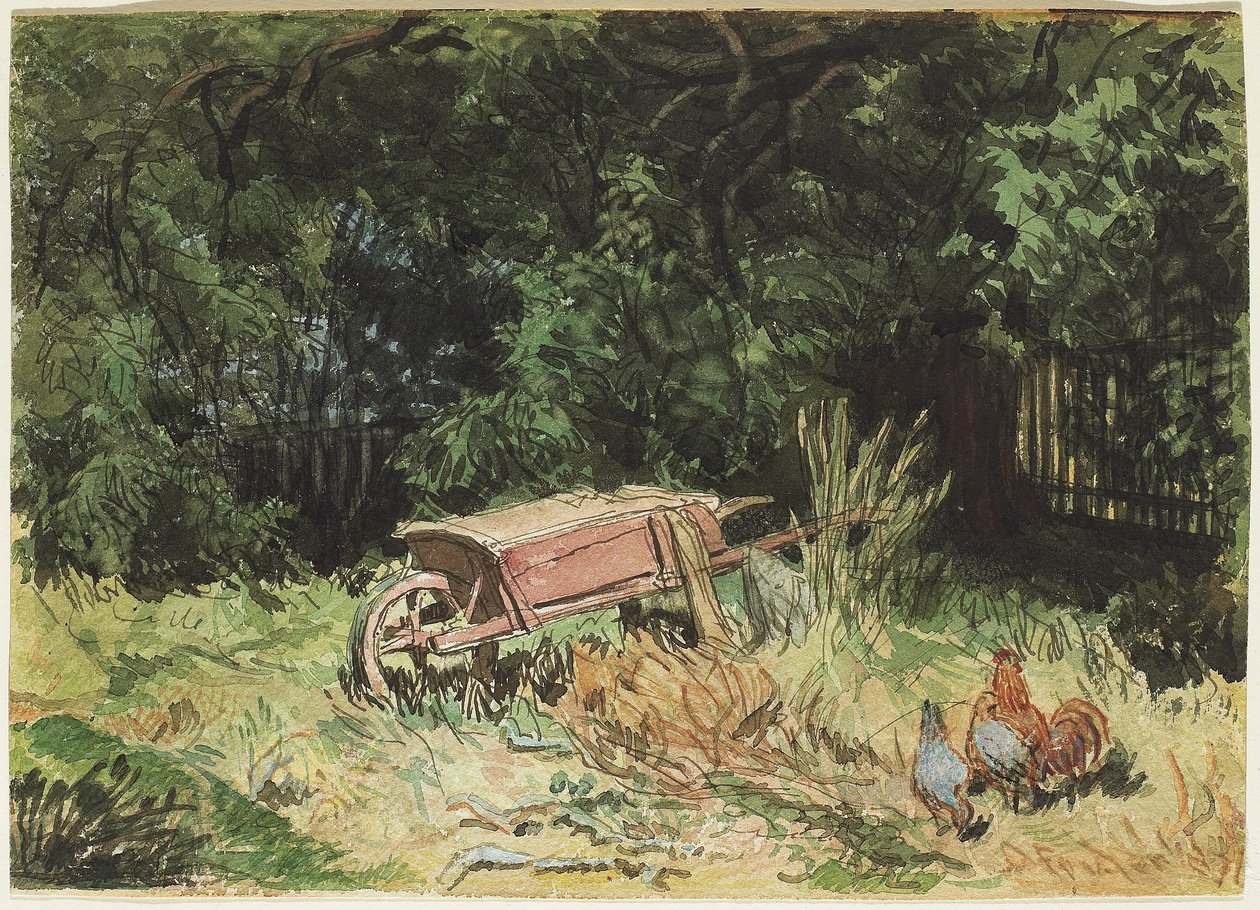 O carrinho de mão, 1871 (wc no papel) de Daniel Fowler