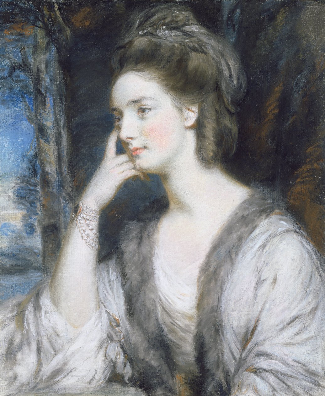 Lady Watkin Williams-Wynn (lápis e pastel aumentados com bodycolour no papel) de Daniel Gardner