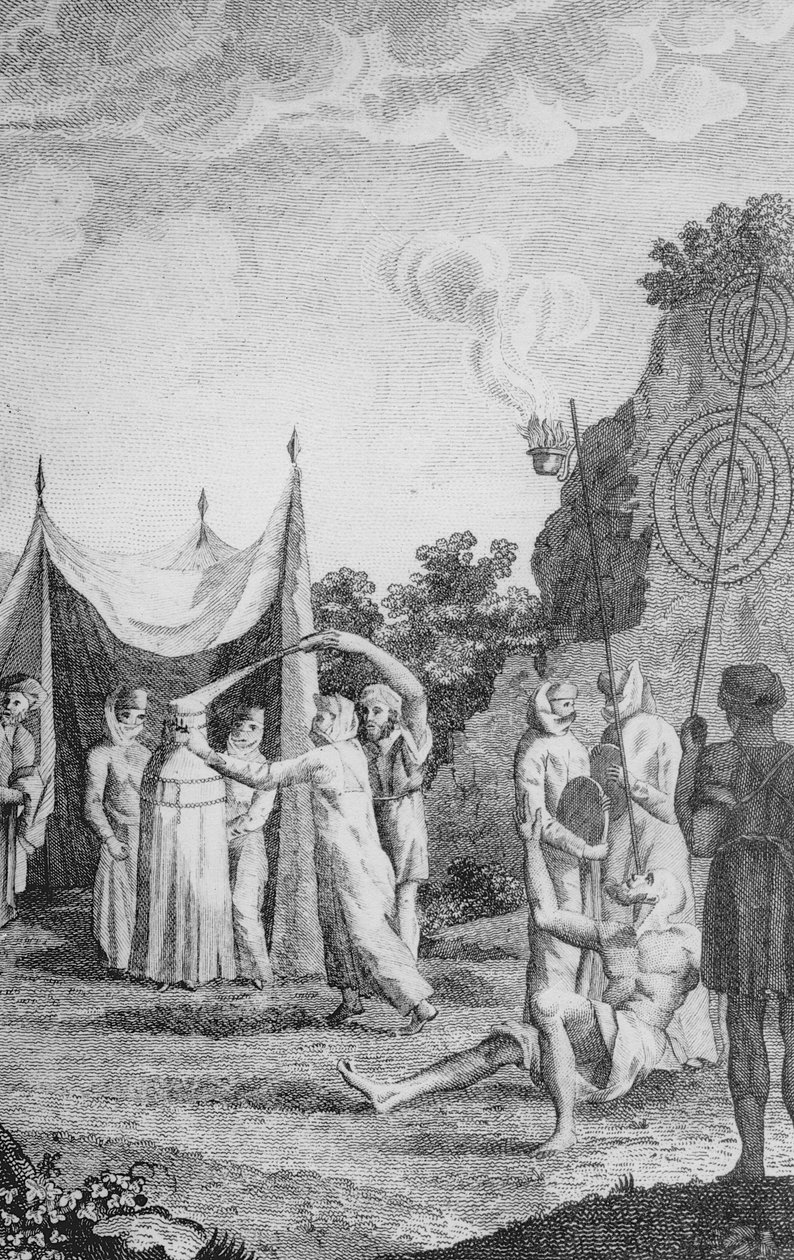Procissão em um casamento egípcio, de "Viagens pela Arábia e outros países" de Niebuhr, versão em inglês publicada c.1792 de Daniel Lizars