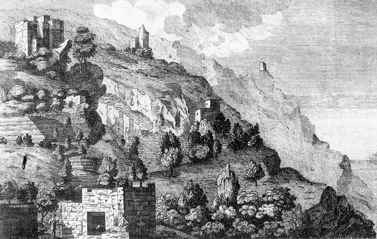 Prospecto entre as montanhas do café do Iêmen, de "Viagens pela Arábia" por Carsten Niebuhr, c.1792 de Daniel Lizars