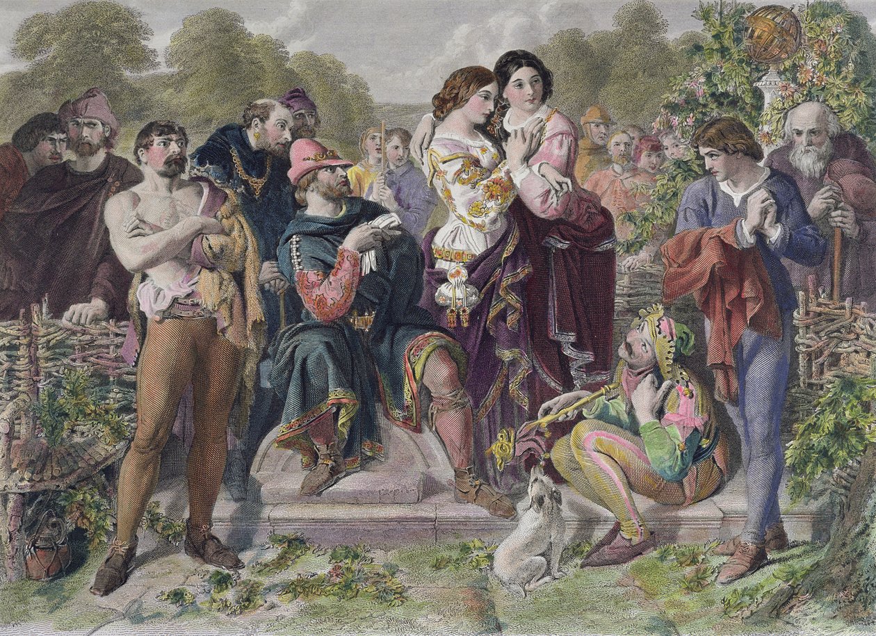 Orlando and the Wrestler, de "As You Like It", de William Shakespeare, gravou Charles W. Sharpe de Daniel Maclise