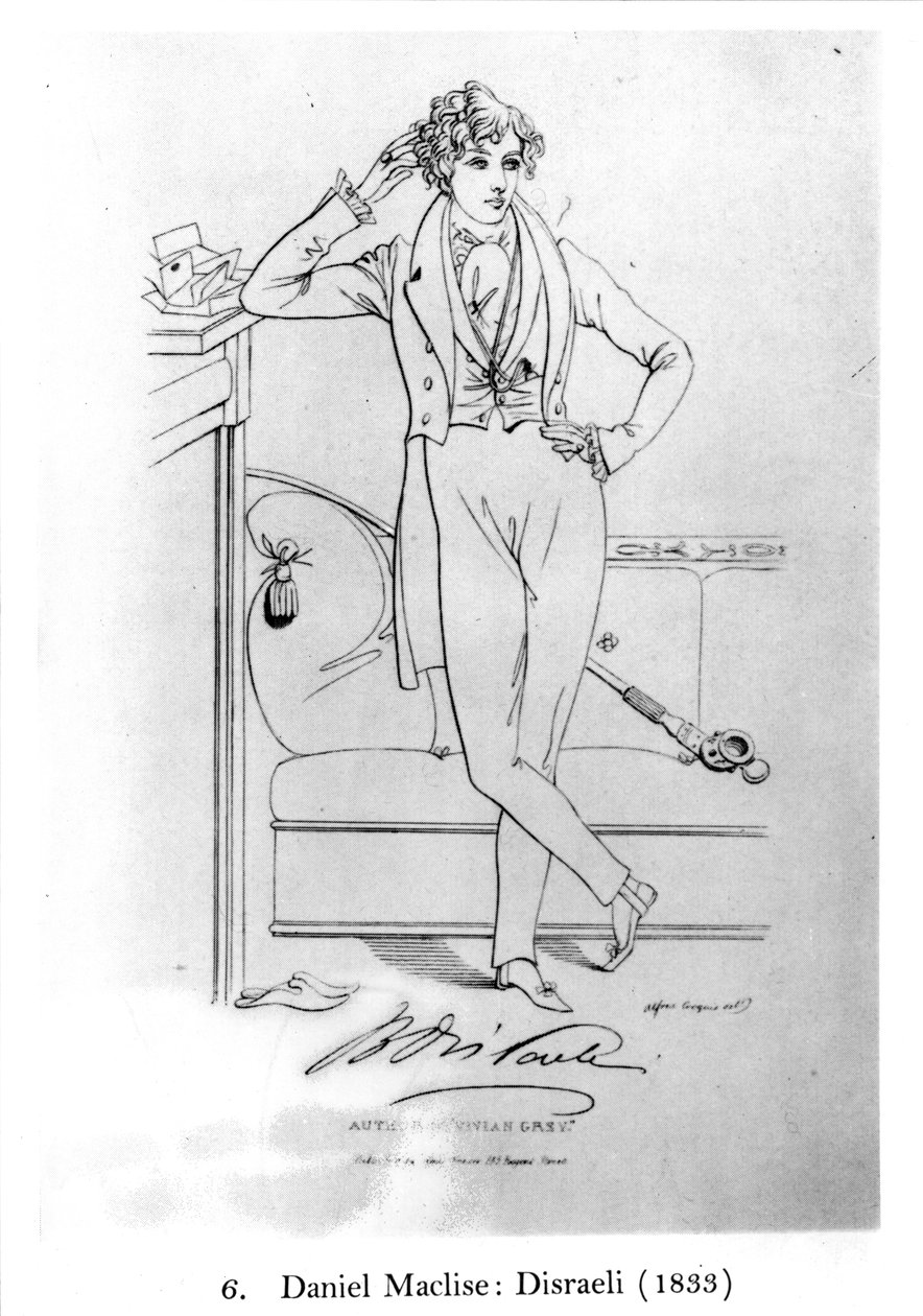 Retrato de Benjamin Disraeli (1804-81) Autor de &39;Vivian Gray&39;, 1833 de Daniel Maclise