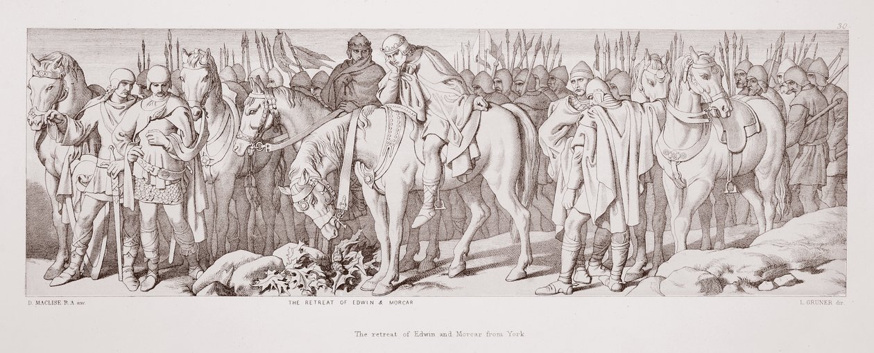 O retiro de Edwin e Morcar de York, de "A História da Conquista Normanda", gravado por L. Gruner, 1866 de Daniel Maclise