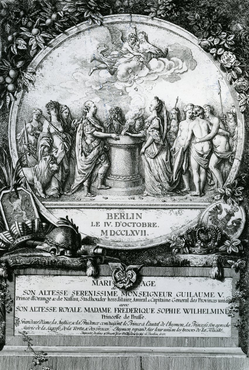O casamento da princesa Frederica da Prússia com William V, Príncipe de Orange, 1767 de Daniel Nikolaus Chodowiecki