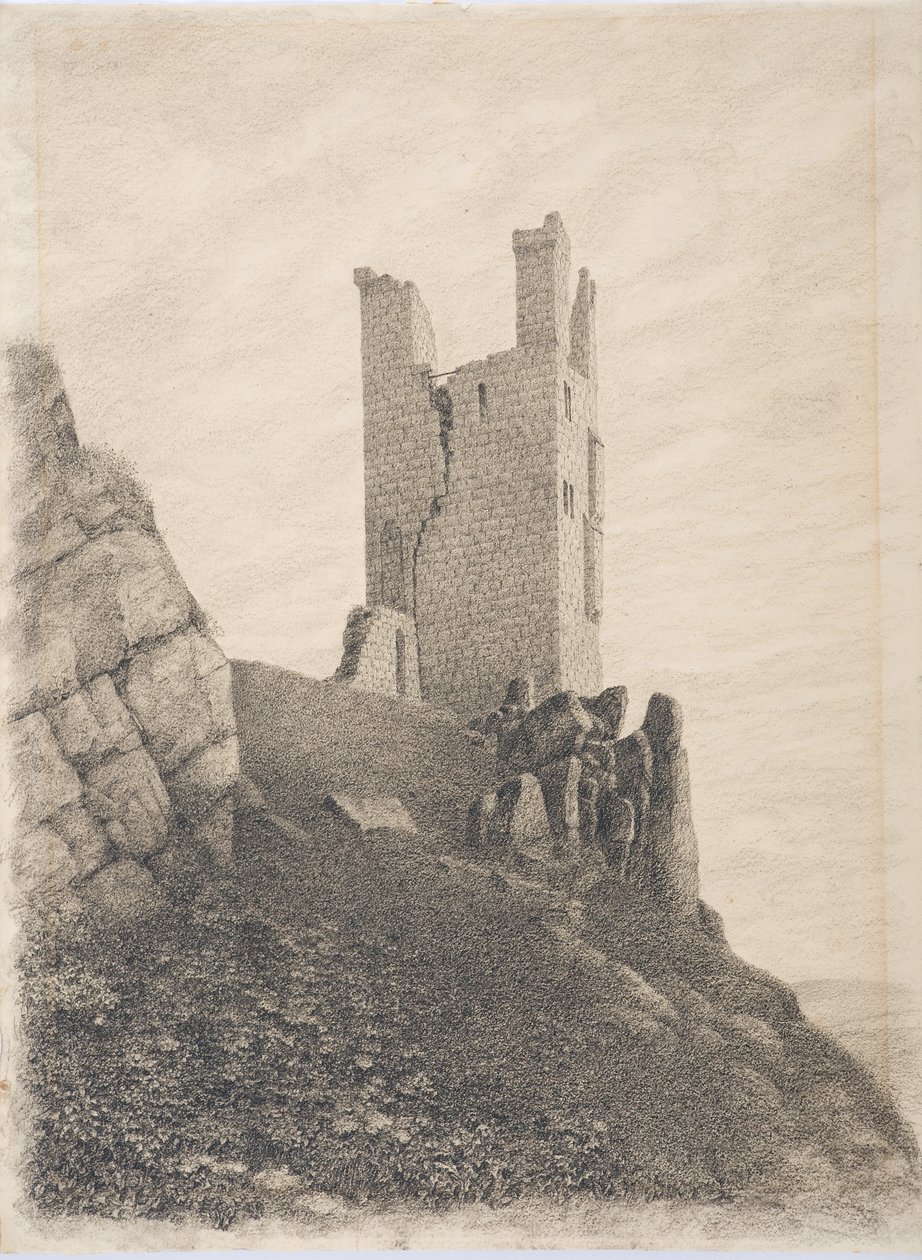 Lilburn Tower, Northumberland, c.1916 (carvão sobre papel) de Daniel Oliver