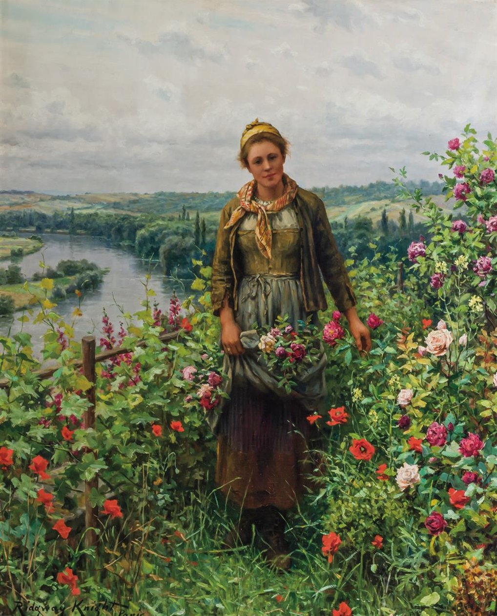 Uma empregada em seu jardim de Daniel Ridgway Knight