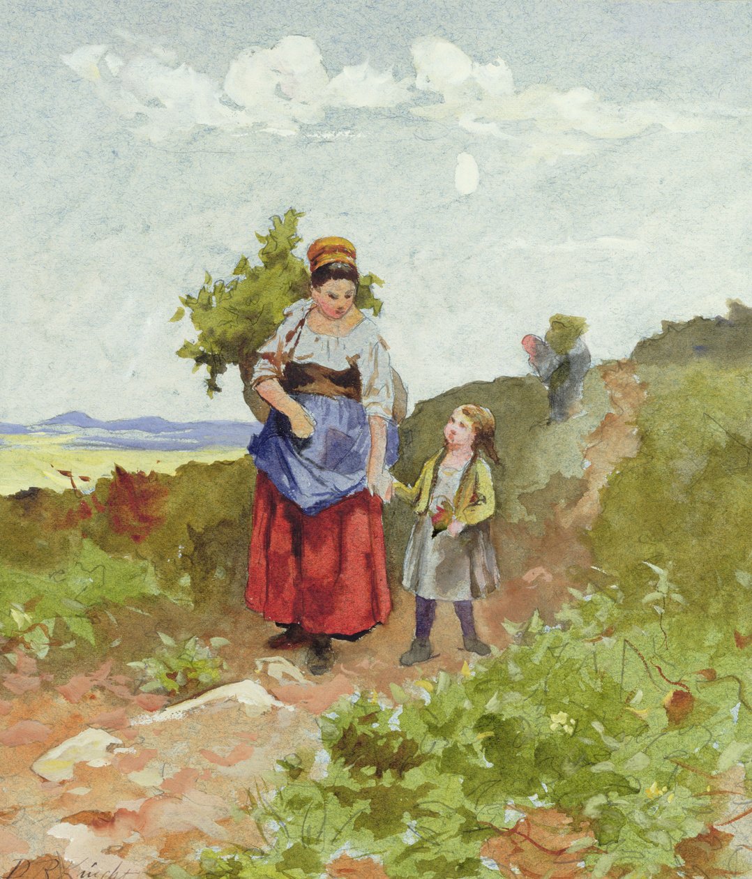Camponeses franceses em um caminho de Daniel Ridgway Knight