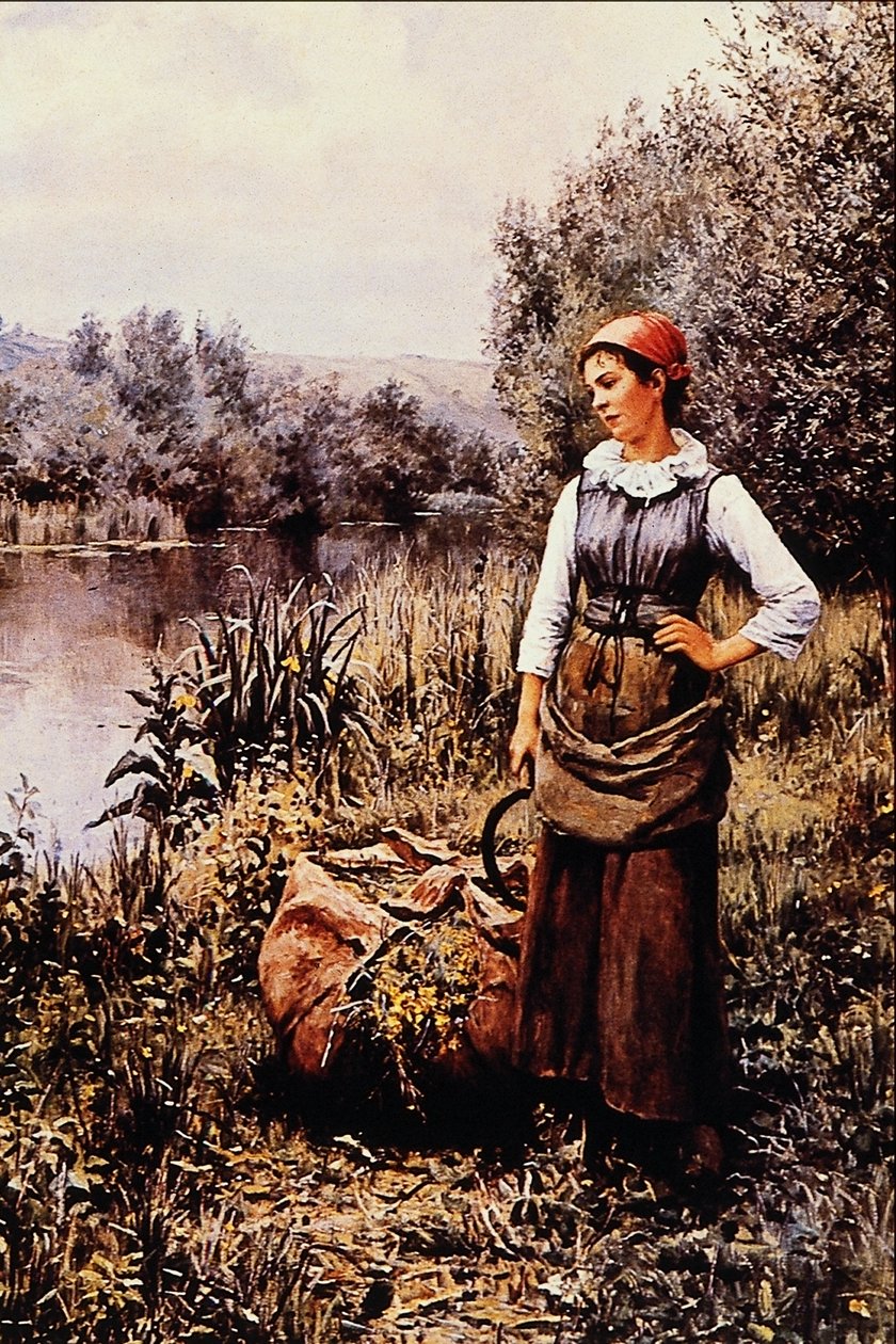 Menina por um córrego de Daniel Ridgway Knight