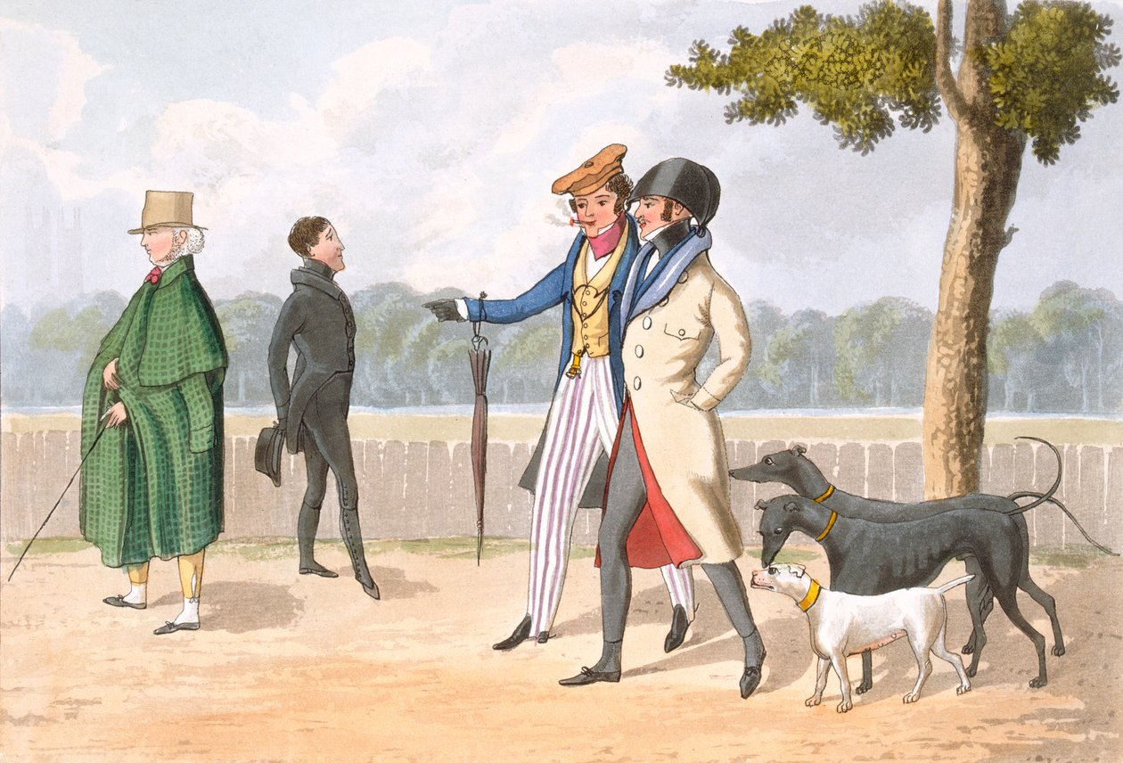 Excentricidade, placa 11 de &39;As qualificações necessárias de um homem da moda&39;, publicado em 1823 (aquatinta colorido à mão) de Daniel Thomas Egerton