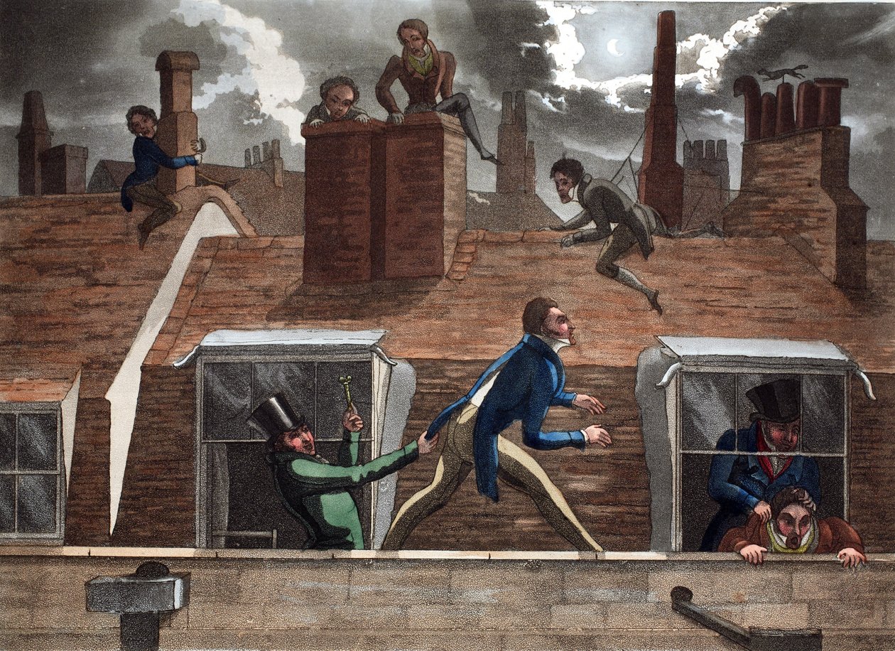 O furo de acabamento, ilustração de &39;Fashionable Bores or Coolers in High Life&39; por Peter Quiz, pub. Thomas McLean, Londres 1824 (gravura colorida à mão) de Daniel Thomas Egerton