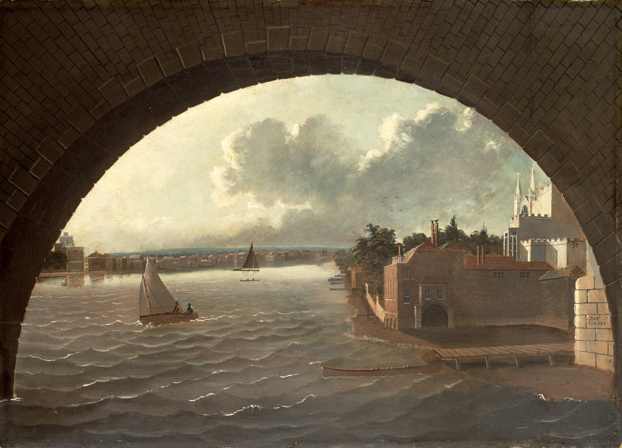 O Tamisa em Westminster visto através do arco de uma ponte de Daniel Turner