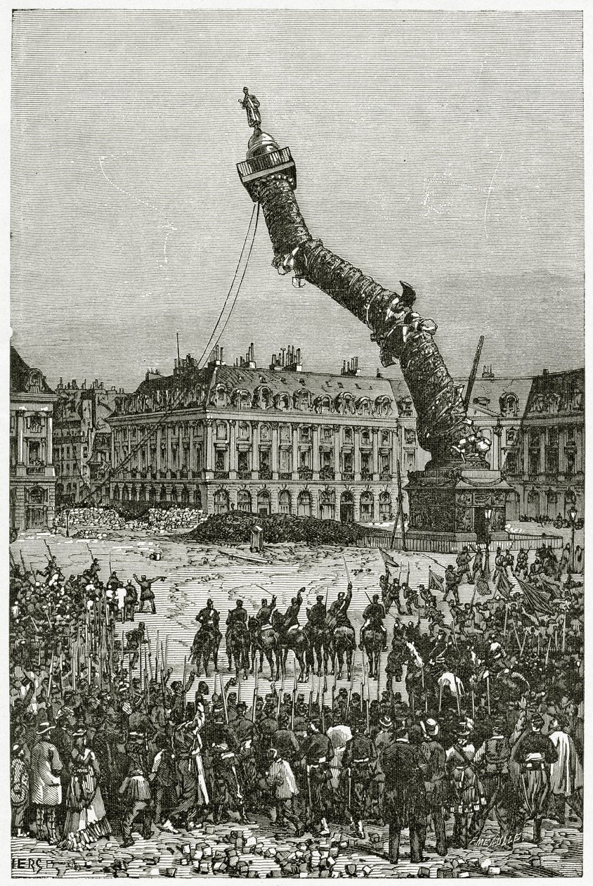 A Coluna Vendôme, Século 19 (gravura bw) de Daniel Urrabieta Vierge