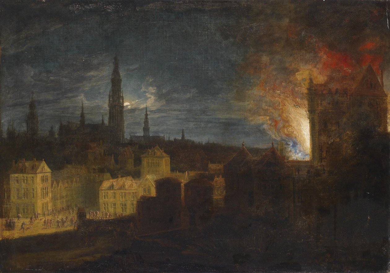 O incêndio da Prefeitura de Antuérpia em 4 de novembro de 1576 de Daniel van Heil