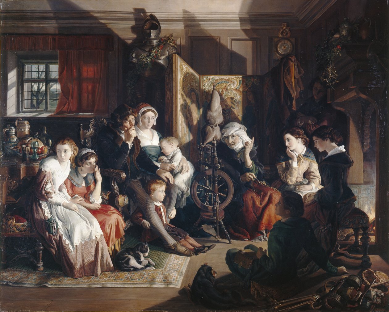 Conto de uma noite de inverno, c.1867 (óleo sobre tela) de Daniel (1806 70) Maclise