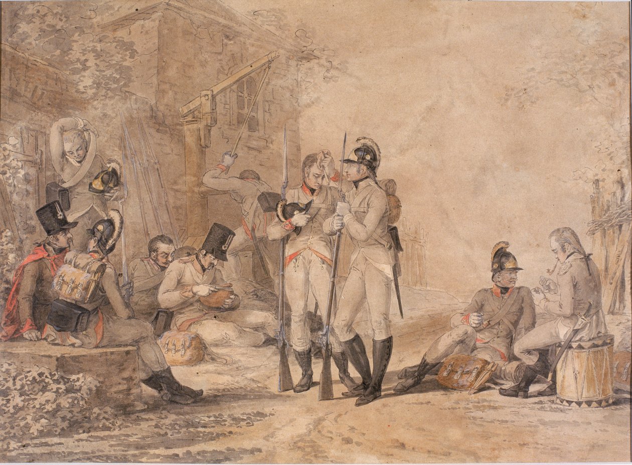 Soldados a descansar (corpinho sobre papel) de Daniel Maclise