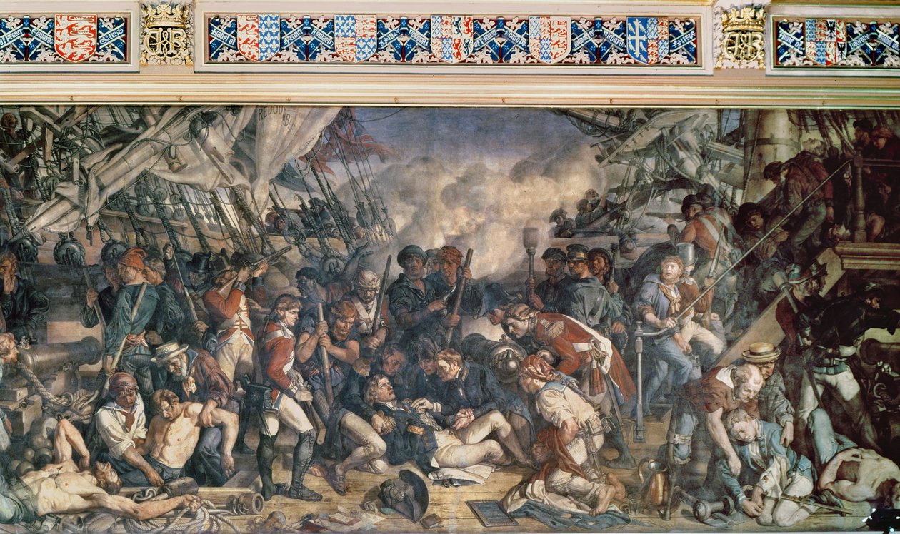 A Morte de Nelson, detalhe do convés inferior da Vitória de Daniel Maclise