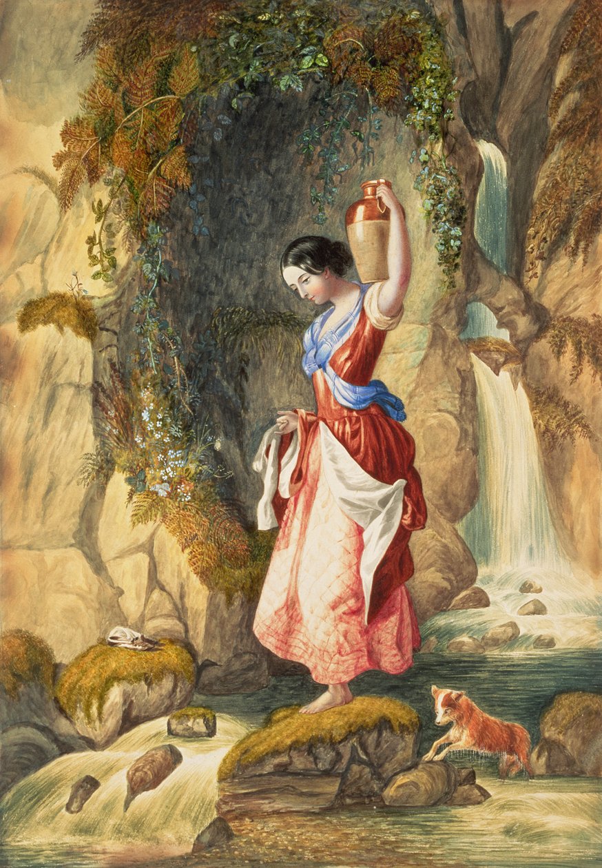 Georgina Hogarth em frente ao St. Nectan