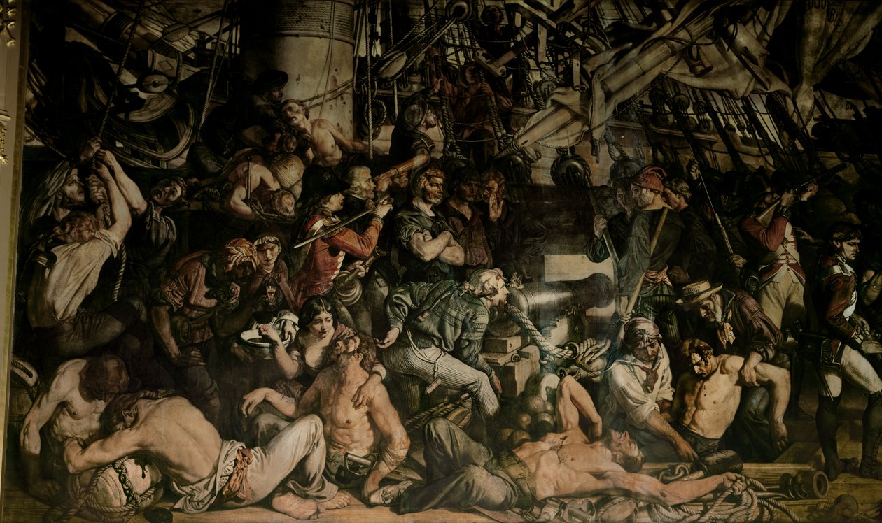 A Morte de Nelson, detalhe do convés inferior do Victory de Daniel Maclise