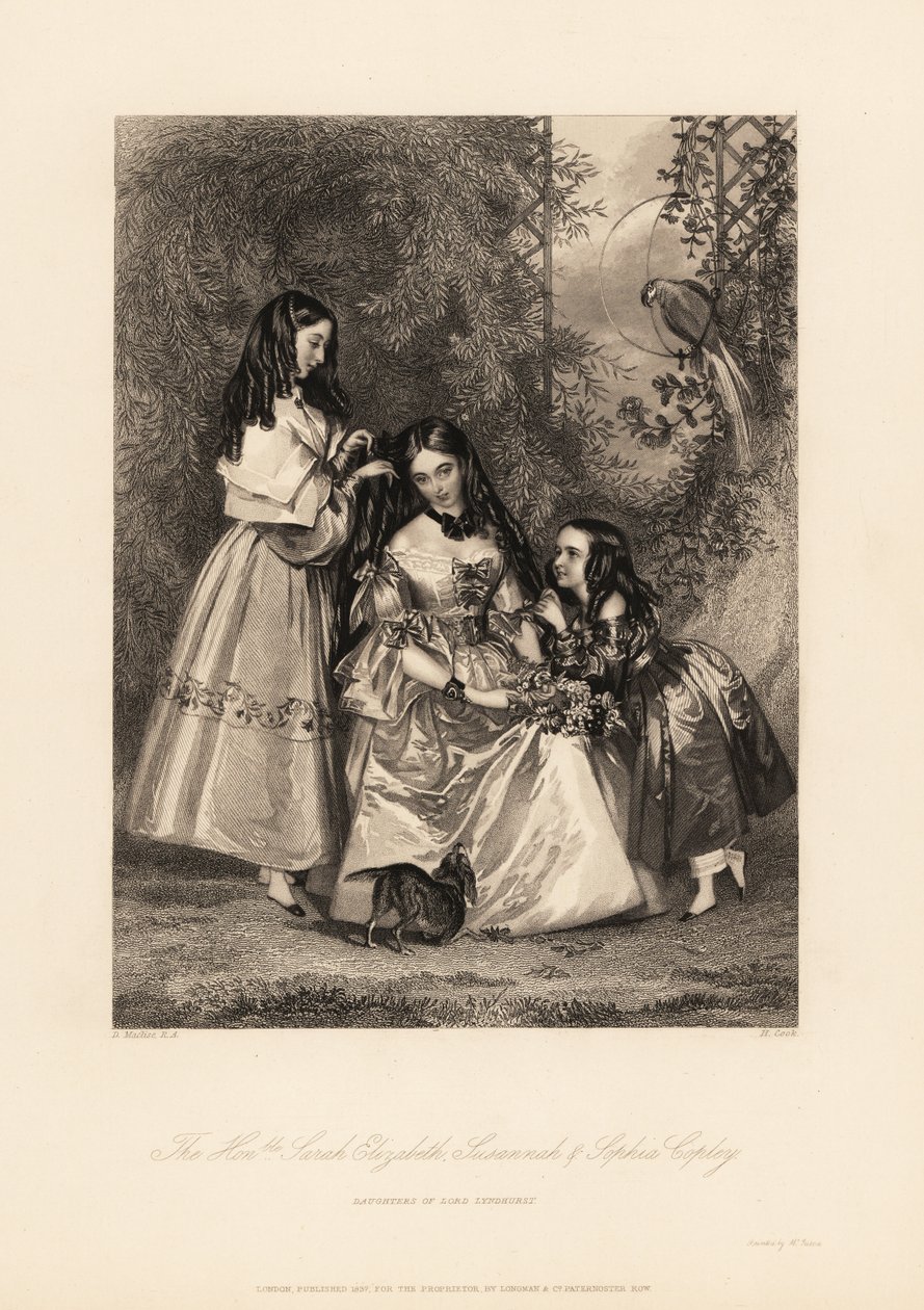 Sarah Elizabeth, Susannah e Sophia Copley, filhas de John Copley de Daniel (after) Maclise