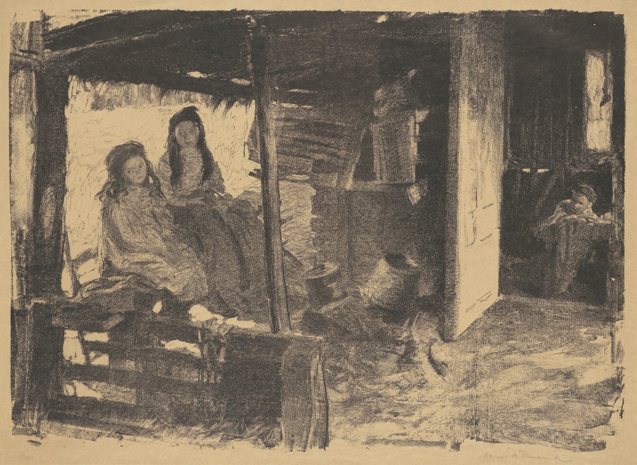 Sem título (2 garotas em um celeiro) de Daniel Albert Veresmith