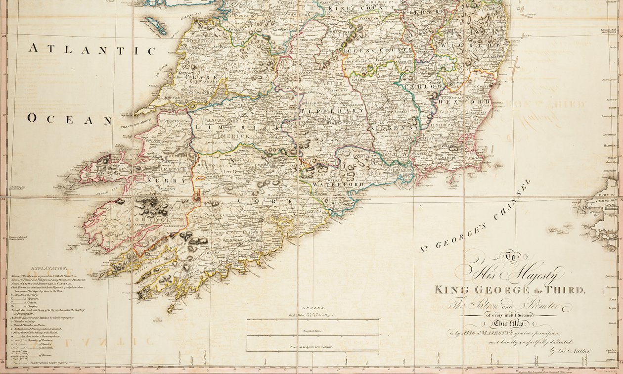 Um novo mapa da Irlanda civil e eclesiástica de Daniel Augustus Beaufort
