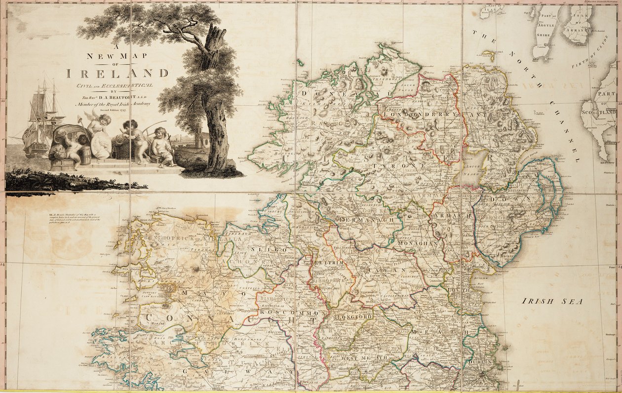 Um novo mapa da Irlanda civil e eclesiástica de Daniel Augustus Beaufort
