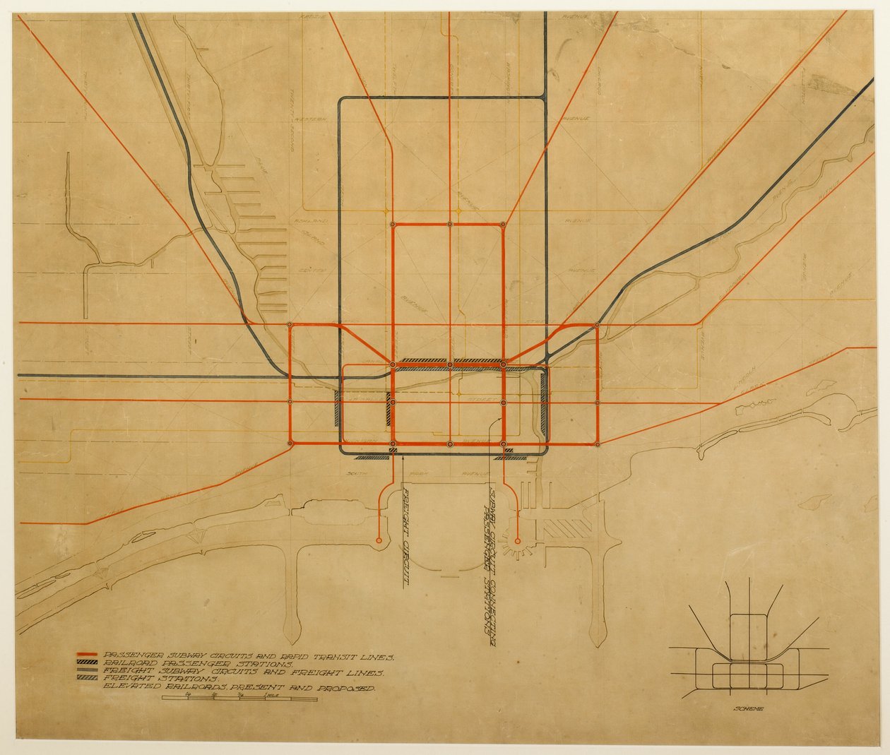 Placa 75 do Plano de Chicago, 1909: Chicago. Diagrama da cidade, mostrando o sistema completo... de Daniel Burnham