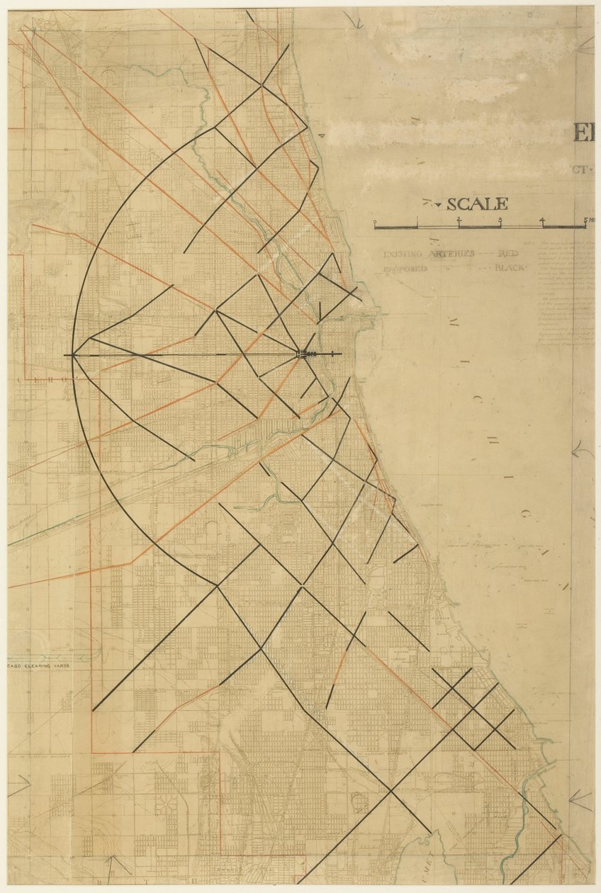 Placa 91 do Plano de Chicago, Chicago, Artérias Diagonais Propostas, 1909. de Daniel Burnham