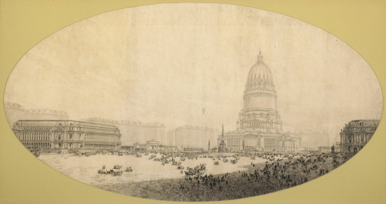 Proposta da Praça do Centro Cívico, Plano de Chicago, 1909. de Daniel Burnham