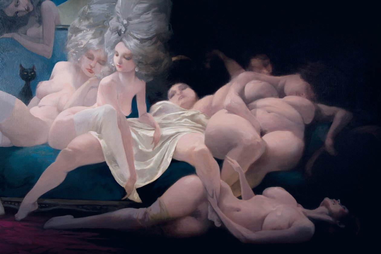 A jovem noiva e seus amigos, detalhe, de Bluebeard por Charles Perrault (1628-1703) de Daniel Cacouault