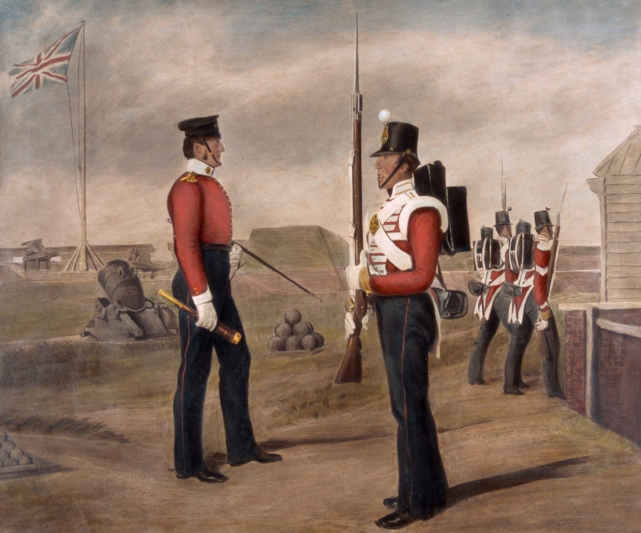 Major Thomas Egerton e uma sentinela, 77º (The East Middlesex) Regimento, Portsmouth de Daniel Cunliffe