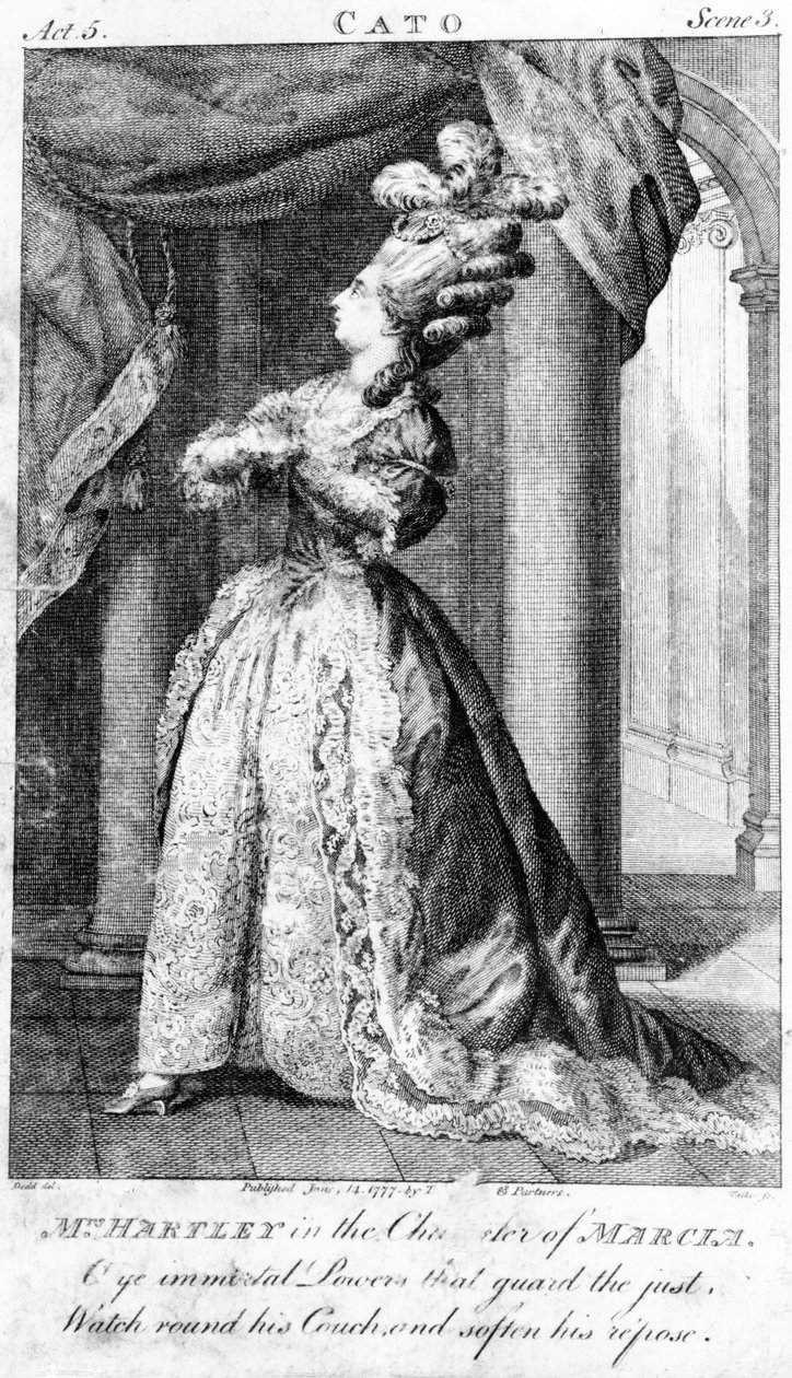 Sra. Hartley como Marcia em &39;Cato&39; de Addison, 1777 de Daniel Dodd