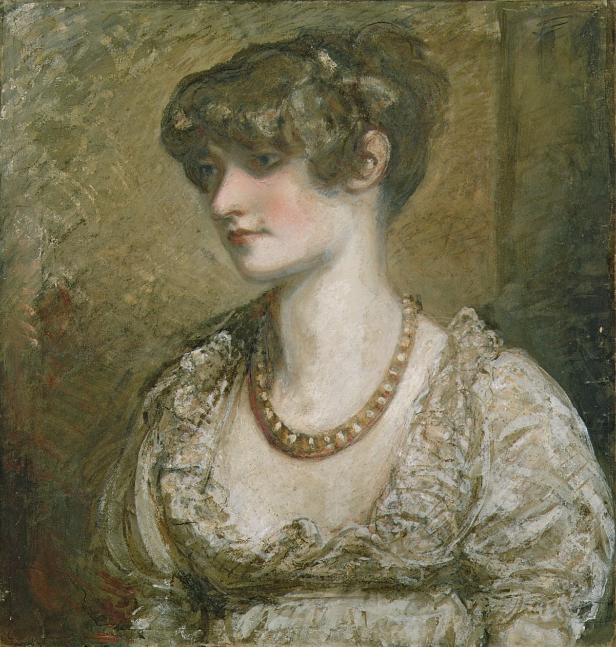 Retrato, de, um, mulher jovem, (tempera, ligado, paper) de Daniel Gardner