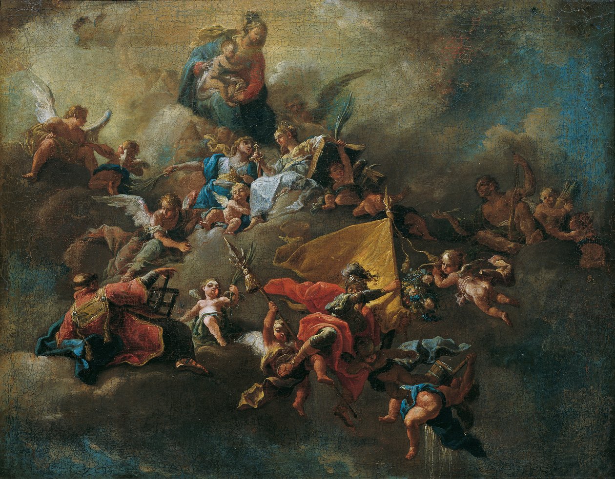 Maria com a Criança e os Santos, entronizada sobre as nuvens de Daniel Gran