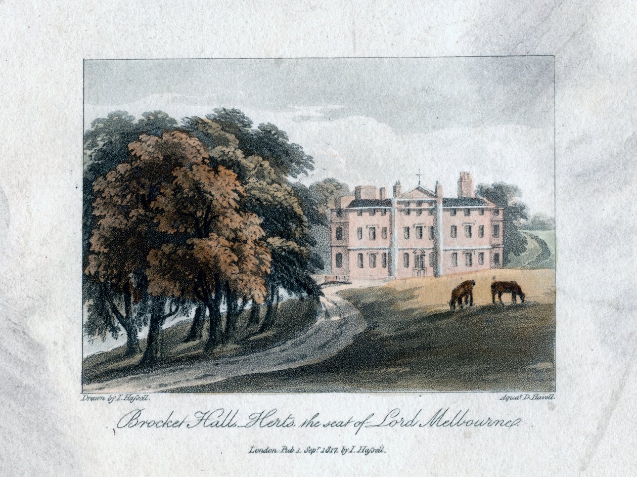 Brocket Hall, Herts, sede de Lord Melbourne, 1817. de Daniel Havell