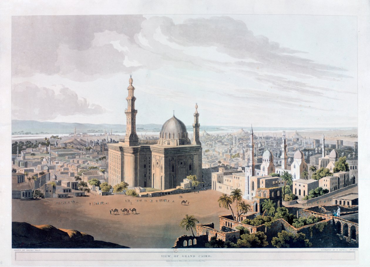 Vista do Grand Cairo, Egito, 1809. de Daniel Havell