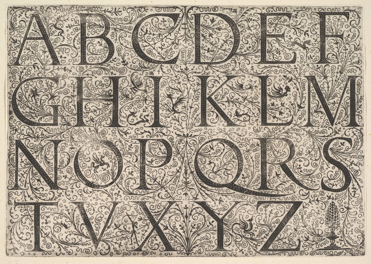Alfabeto Romano Majuscule, ca. 1520 de Daniel Hopfer