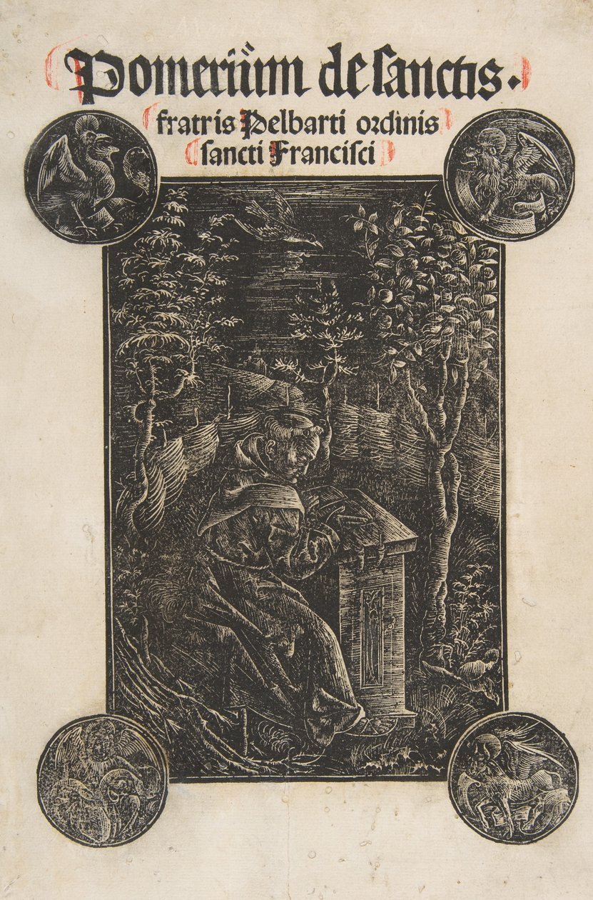 O franciscano, Pelbart de Temesvar, estudando em um jardim Schr. 2876, 1502. de Daniel Hopfer.