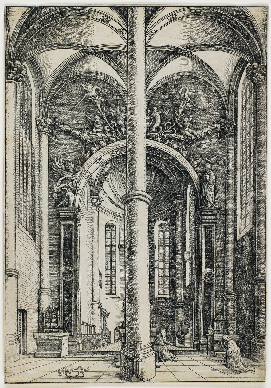 Vista do interior da Igreja de Santa Catarina em Augsburgo de Daniel Hopfer