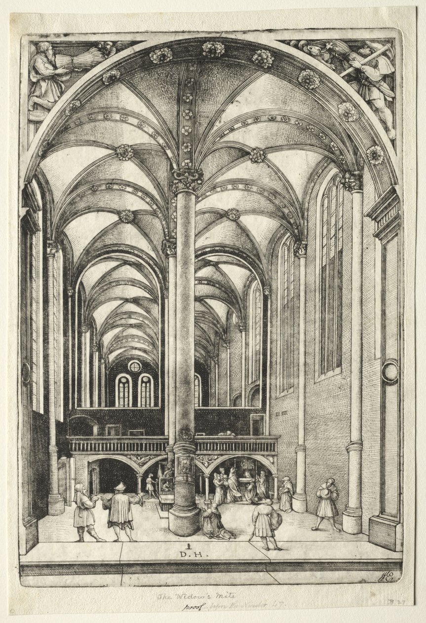 Vista no interior da Igreja de Santa Catarina em Augsburg de Daniel Hopfer