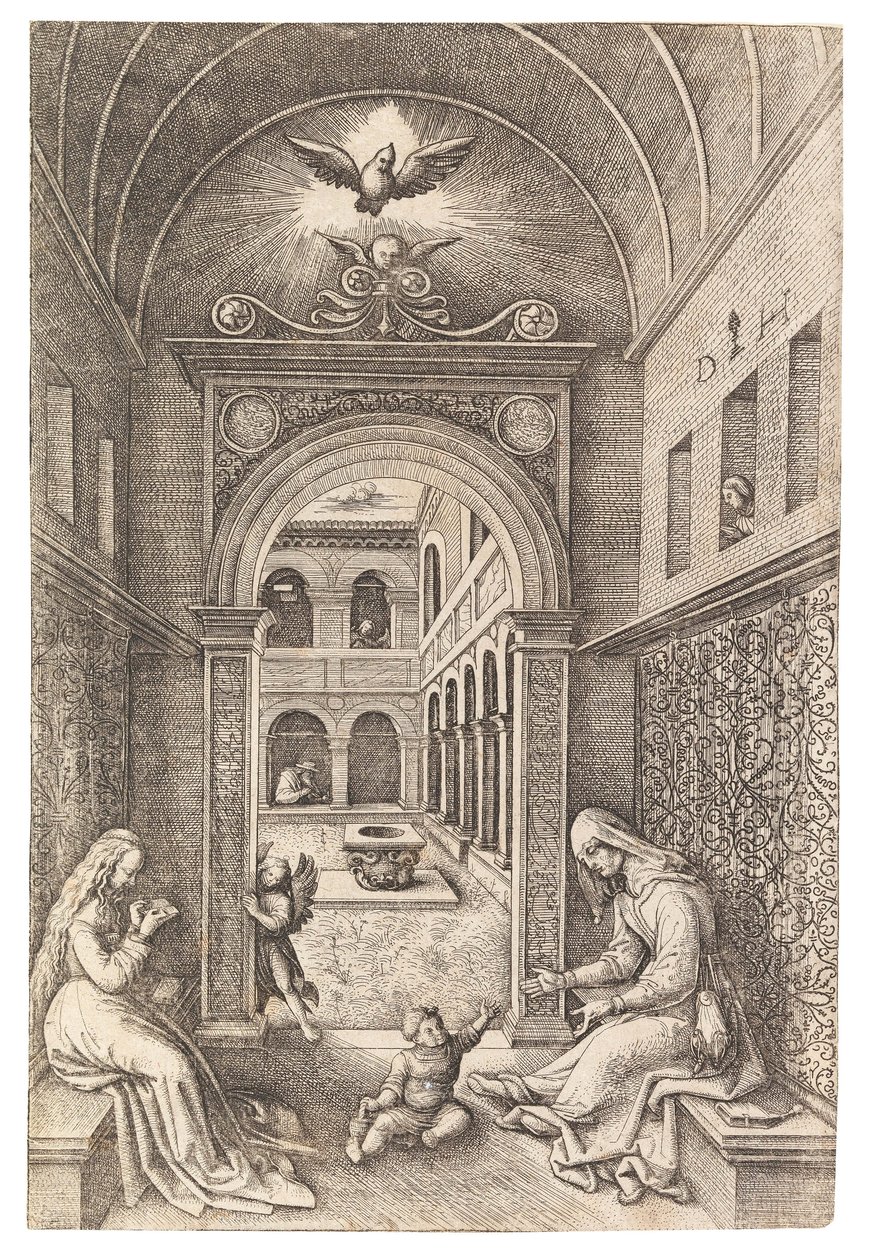 A Virgem e o Menino com Santa Ana, c. 1500. de Daniel Hopfer the Elder
