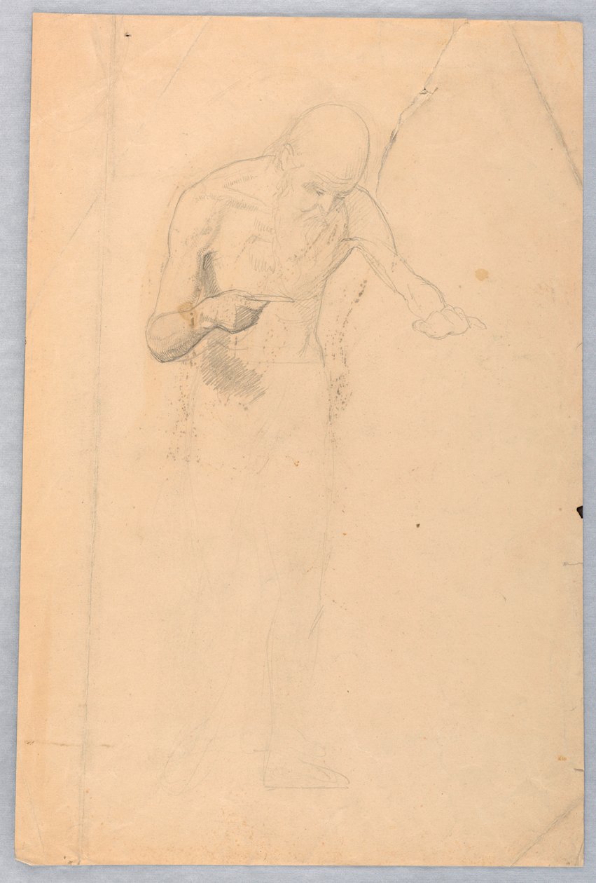Desenho, Homem barbudo de pé, 1852 de Daniel Huntington
