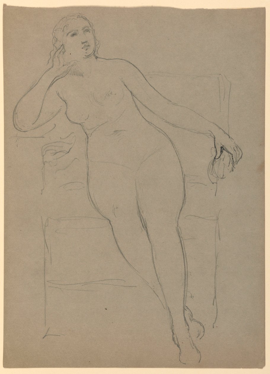 Desenho, Nu feminino sentado, 1870-80 de Daniel Huntington