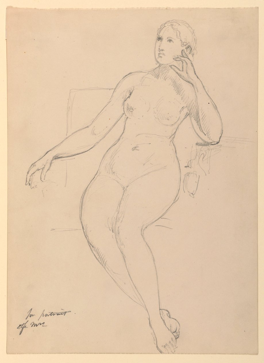 Desenho, Nu feminino sentado, 1870-80 de Daniel Huntington
