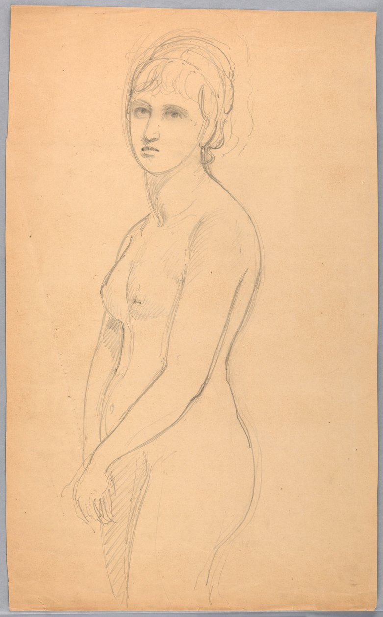 Desenho, Nu feminino em pé, 1860-70 de Daniel Huntington