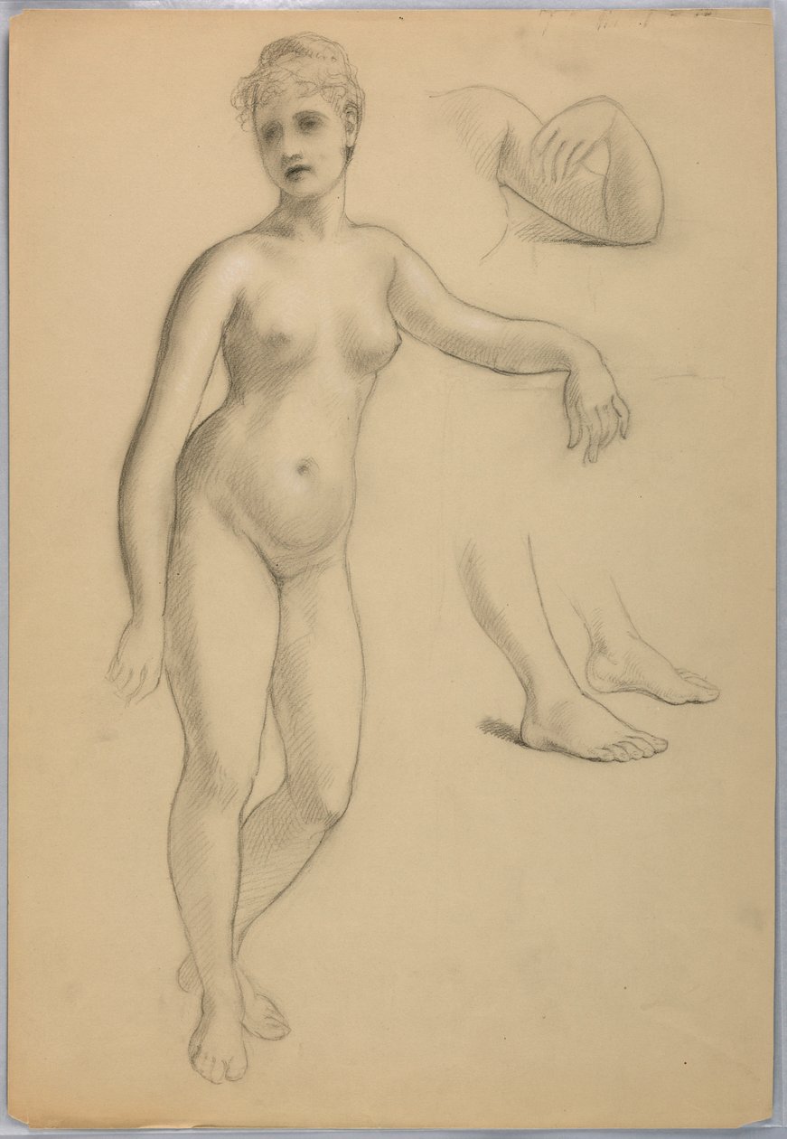 Desenho, Nu feminino em pé, setembro, 1860-70 de Daniel Huntington