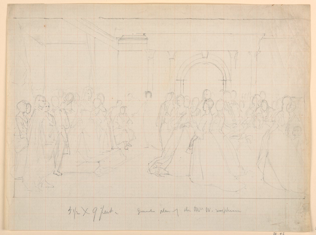Desenho, Plano Geral para a Recepção Martha Washington, 1860 de Daniel Huntington