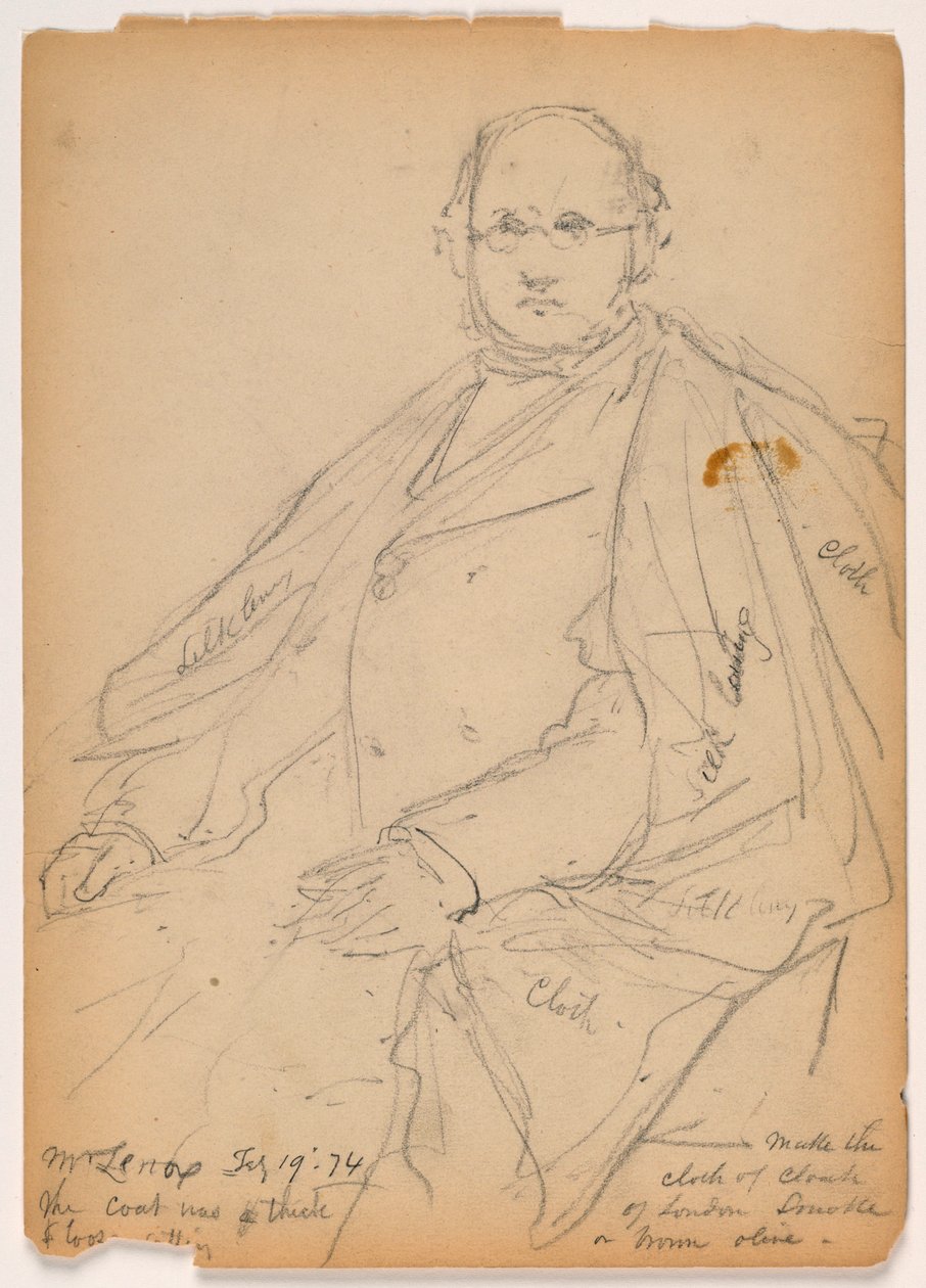 Desenho, James Lenox sentado, 19 de fevereiro de 1874 de Daniel Huntington